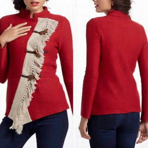 ANTHROPOLOGIE Sparrow Clancey Toggle Jacket Fringe Medium @B3